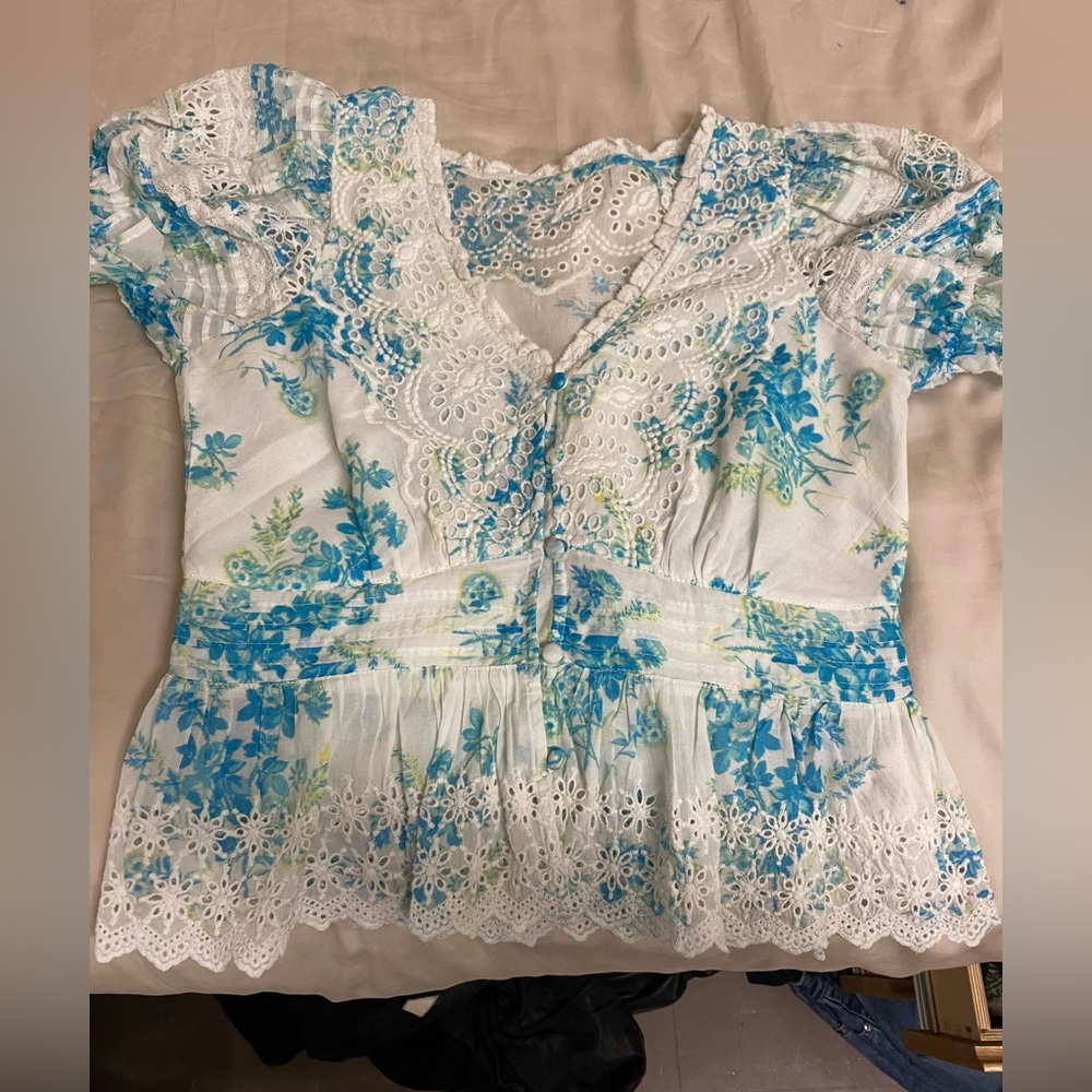 NWOT LoveShackFancy Annalee Eyelet Embroidred Floral Top